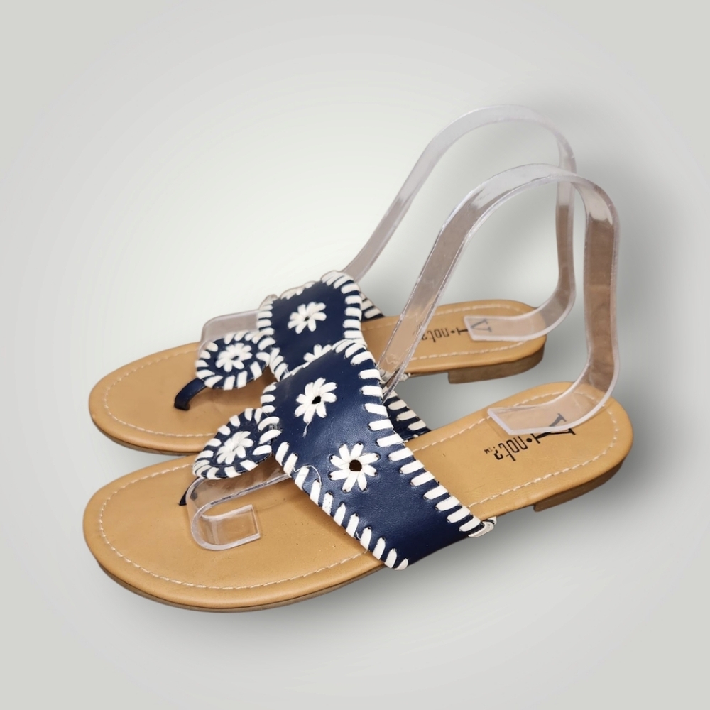 Y Not? Navy and Tan Women's Sandals size 7.5